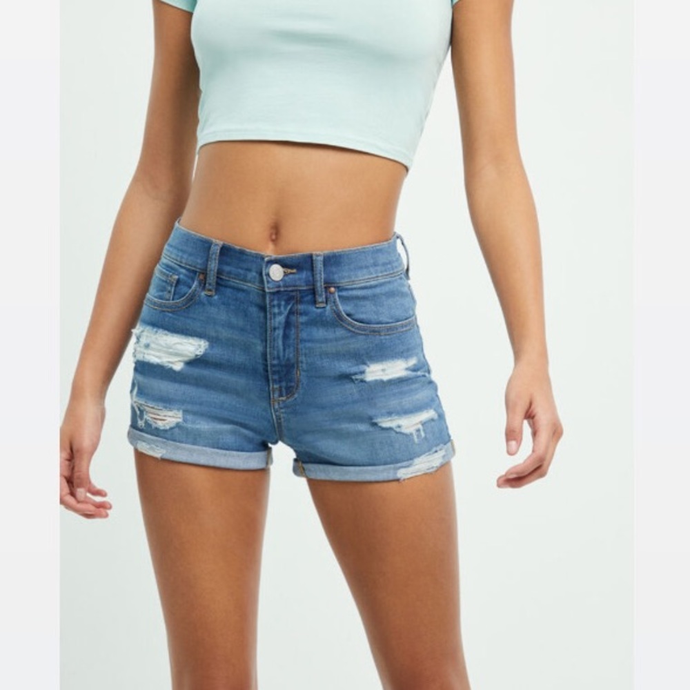 Pacsun Bend Blue Denim Shortie Shorts